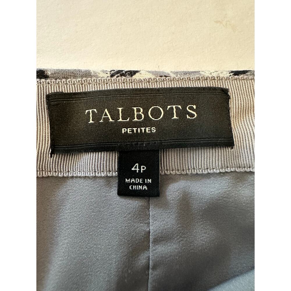 Talbots Jacquard Pencil Skirt Black Gray White Lined Asymmetrical Zip Size 4P - Picture 4 of 6